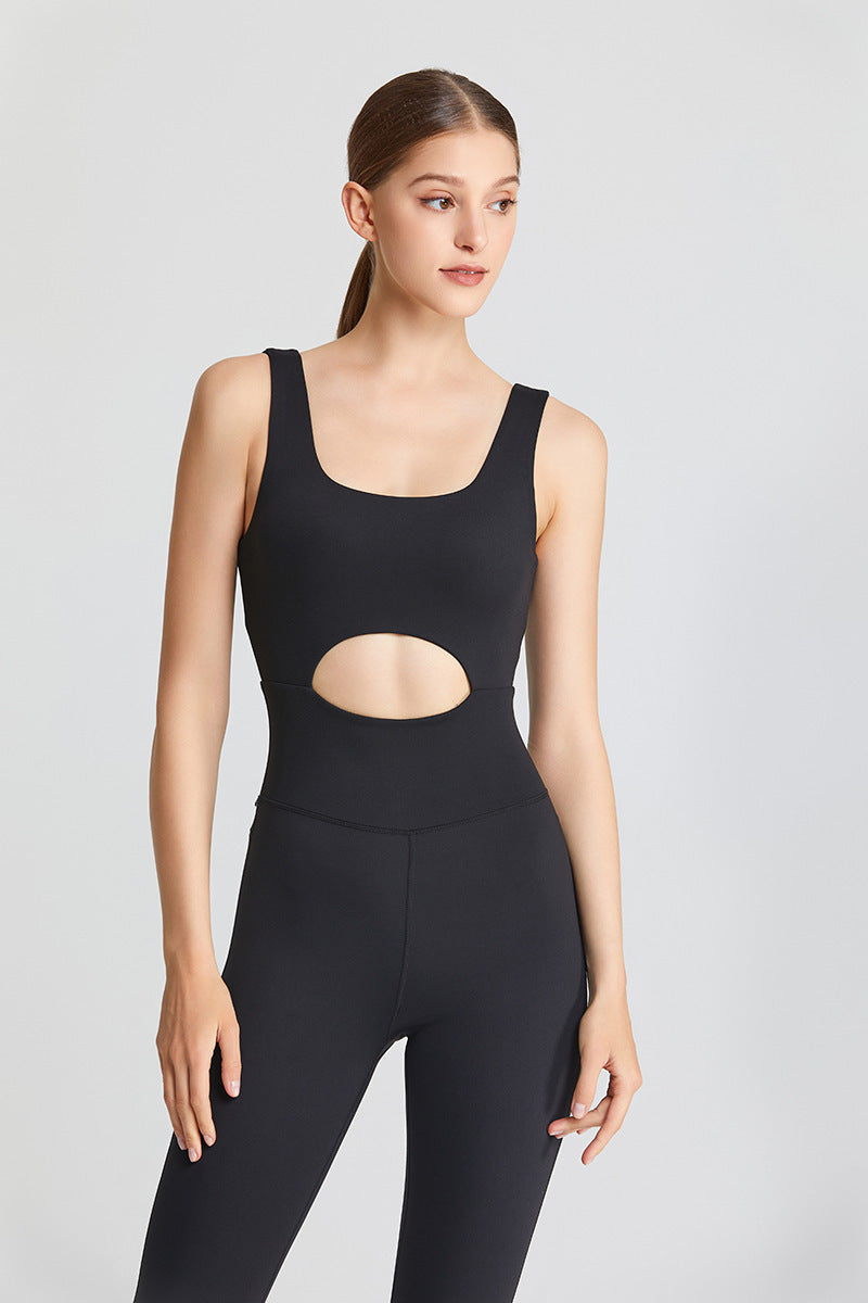 Sexy Hollow-Out Back Yoga Jumpsuit – Tight-Fit Fitness & Dance Pilates Bodysuit