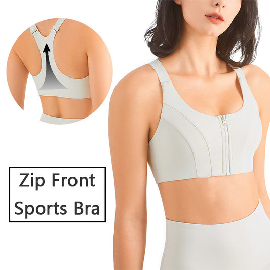 Front Zip Sports Bra for Women - High Support Plus Size 3/4 Cup